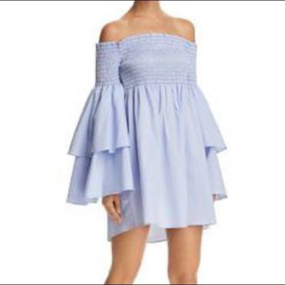 Aqua Dresses & Skirts - Aqua Poplin Smocked Off the Shoulder Dress